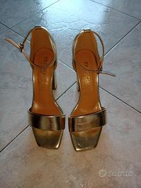 sandali dorati donna in pelle TG 35 