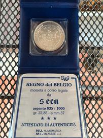 moneta 5 ECU 1987 argento Belgio