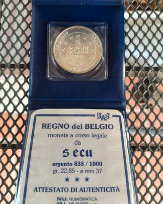 moneta 5 ECU 1987 argento Belgio