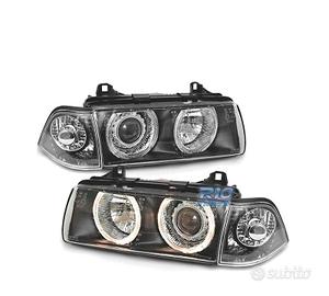 FARI BMW E36 90-99 ANGEL EYES FONDO NERO H7