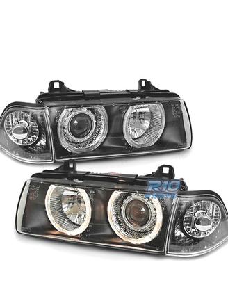 FARI BMW E36 90-99 ANGEL EYES FONDO NERO H7