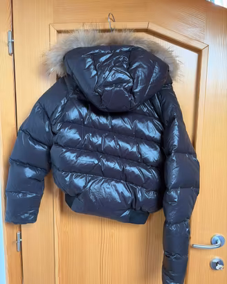 Giacca Piumino Moncler Vintage Nero Lucido con Cap