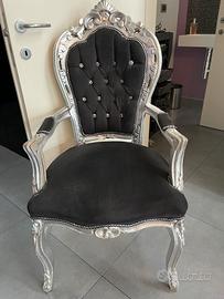 Poltroncina velluto nero e argento