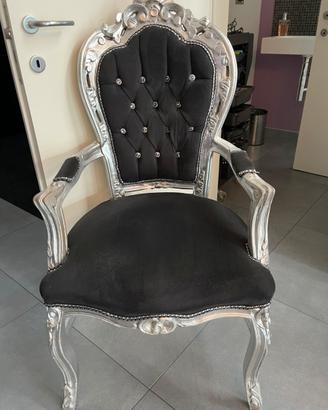 Poltroncina velluto nero e argento