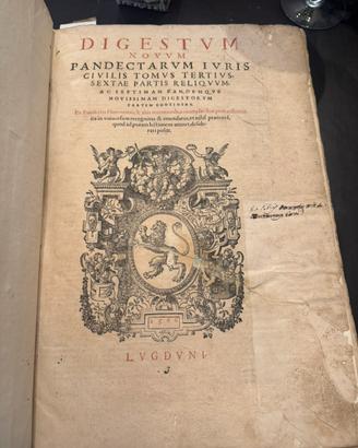 Lotto di 5 libri antichi Digestum  – 1566/1567