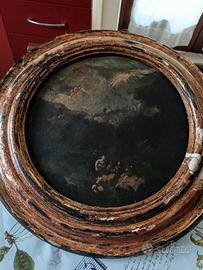 QUADRO TONDO VINTAGE SOGGETTO SACRO ANNI 800