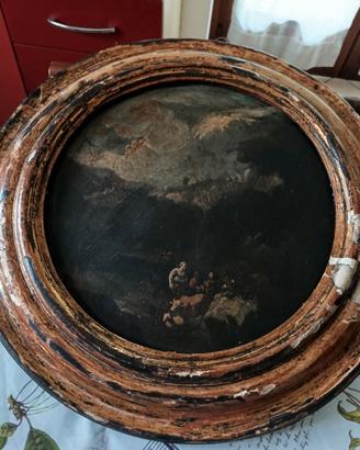 QUADRO TONDO VINTAGE SOGGETTO SACRO ANNI 800