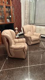 Divano con poltrone in pelle