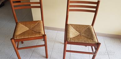 coppia  sedie legno e paglia 