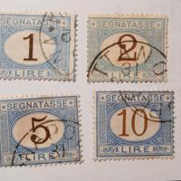Regno 1874- 4 segnatasse usate con cifre  bruno