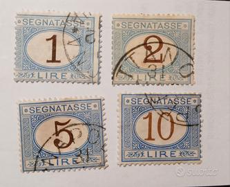 Regno 1874- 4 segnatasse usate con cifre  bruno
