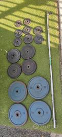 Kit 80 kg pesi dischi ghisa + bilanciere palestra 