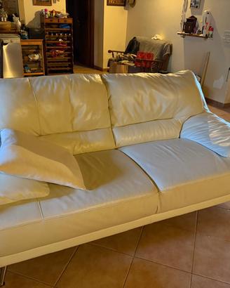 Set di 2 divani in pelle bianca