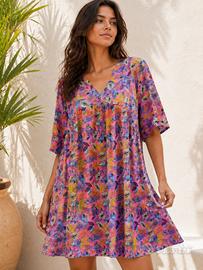 Mini abito donna multicolor estivo leggero cotone