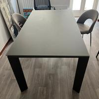 TAVOLO VETRO E METALLO GRIGIO 220X90