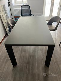 TAVOLO VETRO E METALLO GRIGIO 220X90