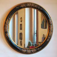 SPECCHIO ROTONDO CON CORNICE IL LEGNO DECORATA