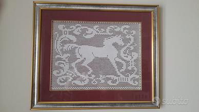 pannello decorativo filet uncinetto cavallo