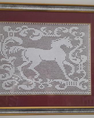 pannello decorativo filet uncinetto cavallo