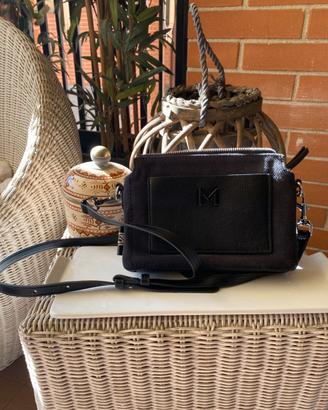 Borsa nera a tracolla con multi tasche/scomparti