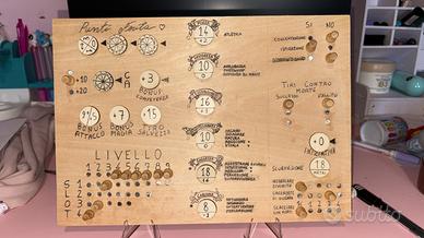 Scheda personaggio D&D in legno fatta a mano