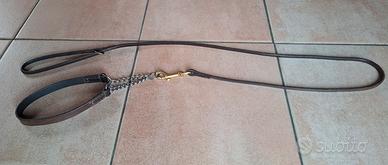 Collare a semistrangolo in cuoio + guinzaglio 