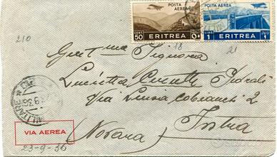 A441 - Lettera da P.M. 210 (Eritrea) a Intra (NO)