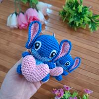 Stitch Con Cuore Portachiavi Uncinetto