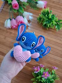Stitch Con Cuore Portachiavi Uncinetto