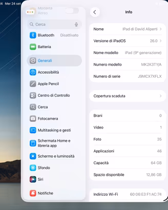 Ipad 9 generazione, 64 gb con custodia. Perfetto