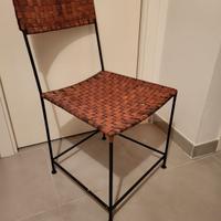 2 sedie artigianali in ferro e cuoio intrecciato
