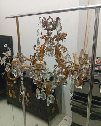 lampadario in bronzo dorato 8 luci 