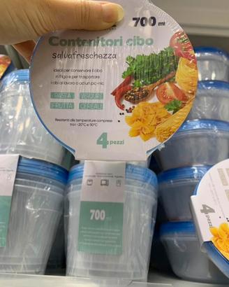 Set 4 contenitori cibo tondi 700 ml nuovi