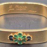 BRACCIALE A SCHIAVA IN ORO CON SMERALDI E  ZAFFIRI