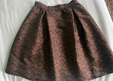 Gonna a ruota in tessuto jacquard