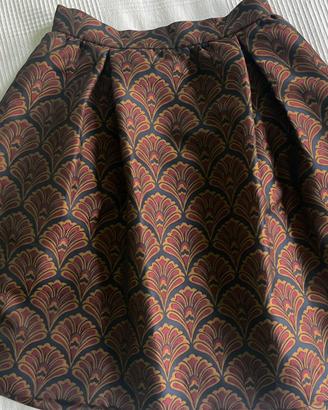 Gonna a ruota in tessuto jacquard