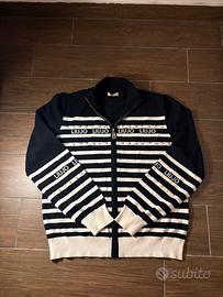 Liu Jo Cardigan Zip Righe Perle Nera Bianca  S