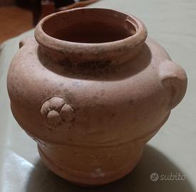 Piccolo orcio in terracotta artigianale con decori