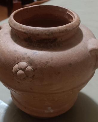 Piccolo orcio in terracotta artigianale con decori