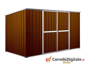 Casetta giardino in Acciaio 345x186cm legno scuro