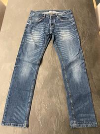 Jeans sfumati blu uomo a vita bassa -Piazza Italia