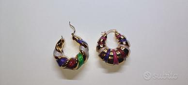 💎 Orecchini a cerchio da donna multicolore e oro 
