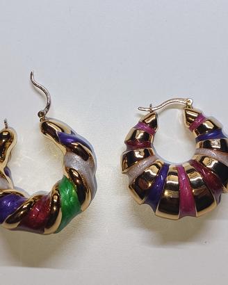 💎 Orecchini a cerchio da donna multicolore e oro 