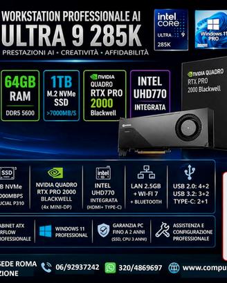 PC PRO INTEL 285K 64GB RAM SSD NVIDIA QUADRO 16GB