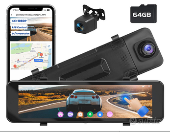 Specchietto Retrovisore Smart 10,8", Dash Cam Auto