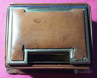 Portasigarette vintage pelle e alluminio L.M.& C