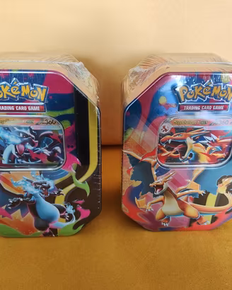 2 Tin POKEMON Mega Charizard X e Y - nuove