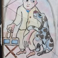 quadro acquerello su carta anni 40-60