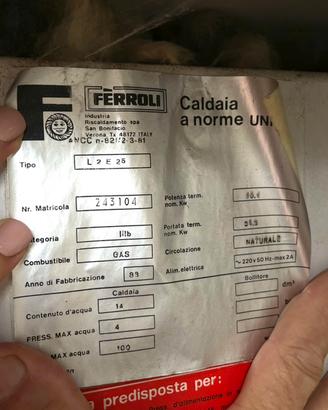Caldaia pezzi di ricambio marca ferroli