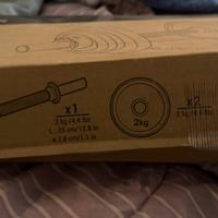 2 manubri con pesi in alluminio ,,1 manubrio ghisa